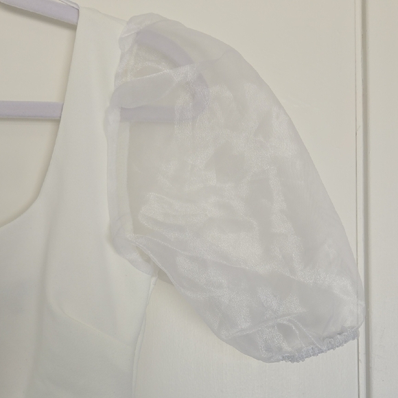 Lulu's White Puff Sleeve Dress - Picture 4 of 7